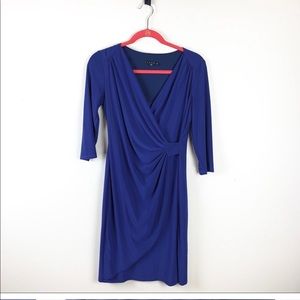 New Tiana B wrap dress blue knee midi length